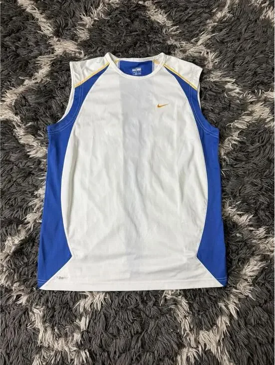 Vintage 90s Nike Tank Top Womens XL Sleeveless Shirt Dri Fit White