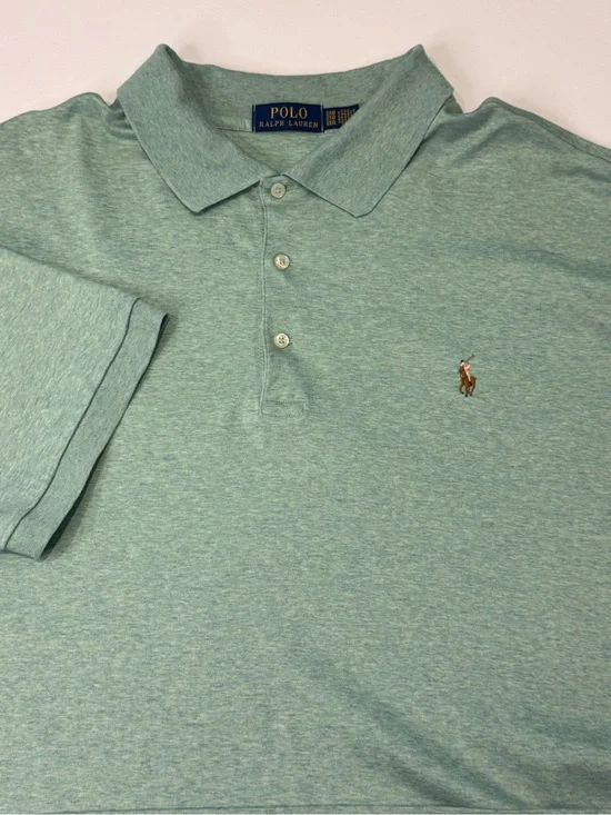 Polo Ralph Lauren Men's 2XB Short Sleeve Polo Green Flesh Pony Resortwear Golf