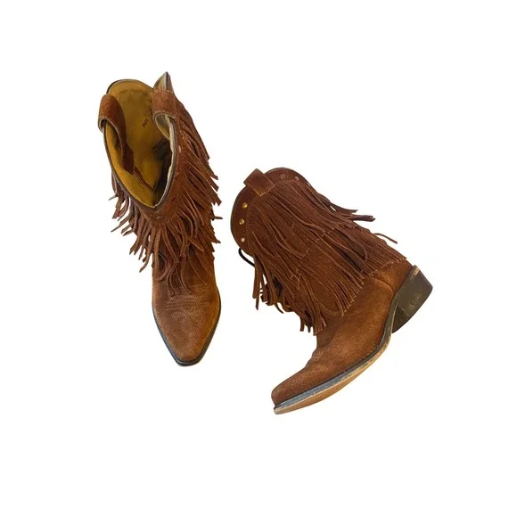 Shyanne Kids‎ Brown Suede Fringe Cowboy Boots Size 3