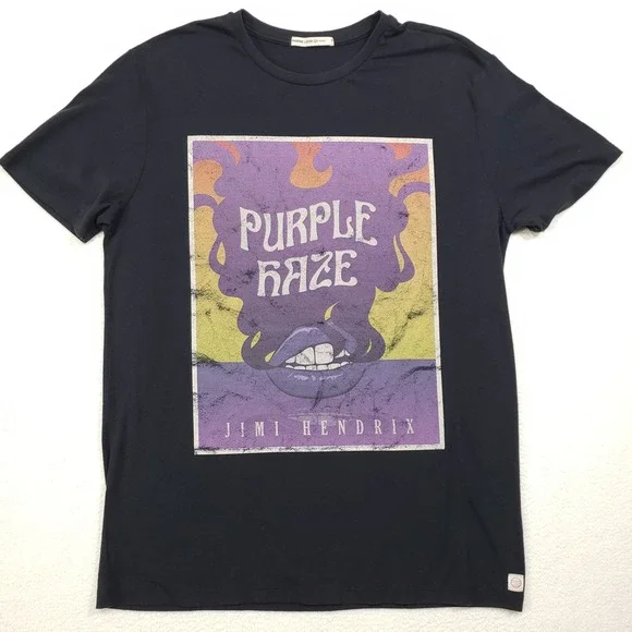 Marine Layer T-Shirt Mens Small Black Jimi Hendrix Purple Haze Re-Spun USA Made
