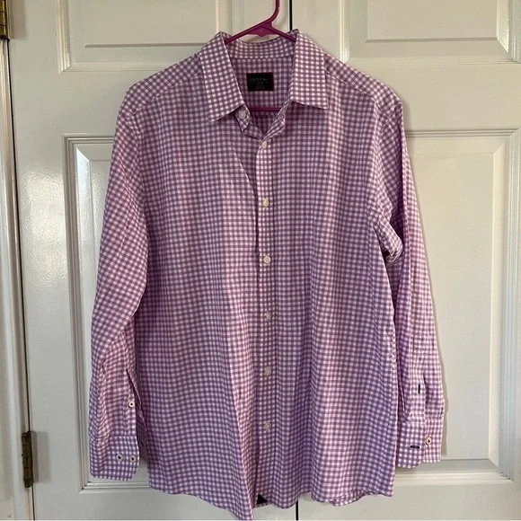 UNTUCKit Long Sleeve Button Down Shirt purple gingham size Large
