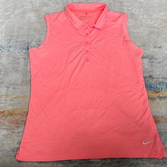 (106)Nike Women's Coral Button Down Sleeveless Top