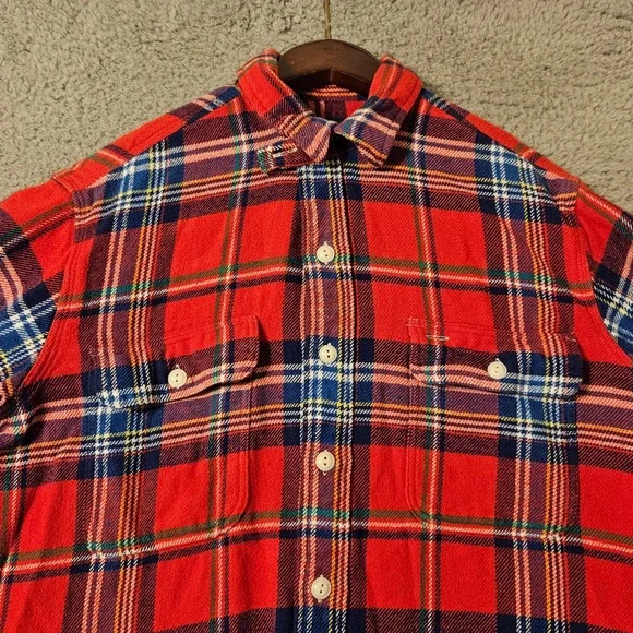 Ralph Lauren Shirt Men Medium Red Plaid Twill Classic Fit Button Workshirt NWT