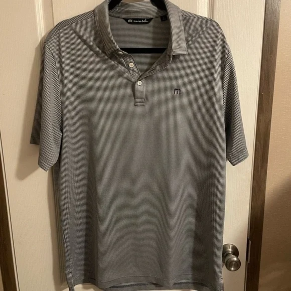 Travis Matthew Blue‎ Checkered Golf Polo Shirt Size Large
