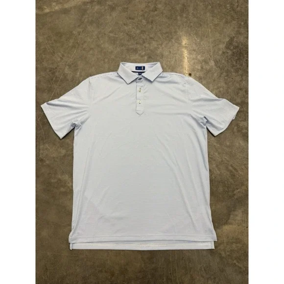Stitch Polo‎ Shirt Mens Large Blue Striped Golf Performance Lightweight