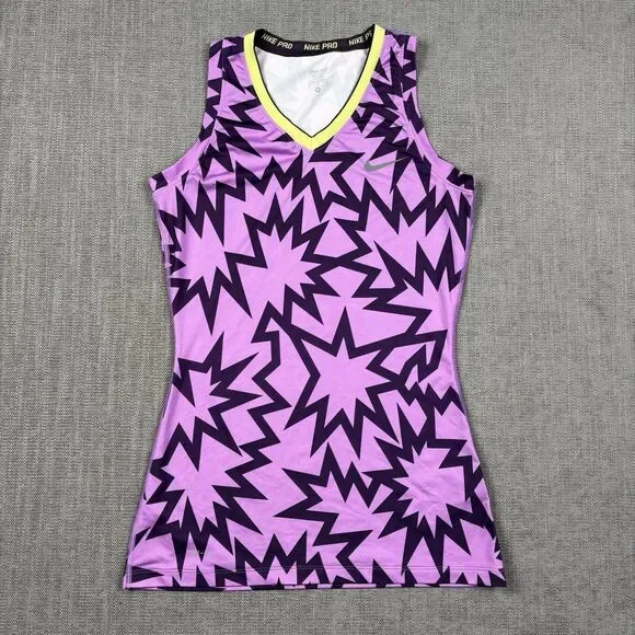 Nike Pro Shirt Small Adult Pink Tank Top Sleeveless V Neck Athletic Gym Womens