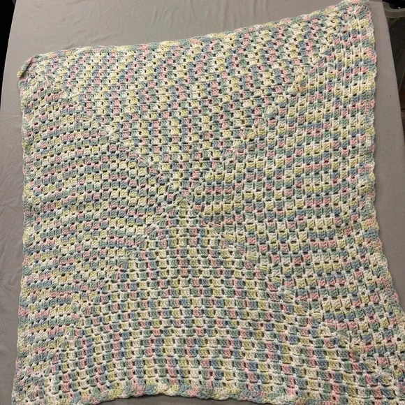 Hand Made Crochet Pastel‎ Baby Blanket  34 X 34 inches
