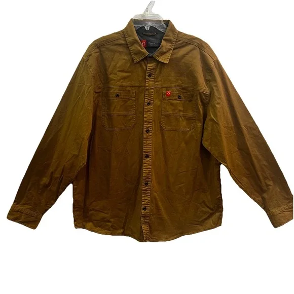 The American Outdoorsman Brown Dijon Button‎ Down Shirt Men's Sz Xxl Stretchy