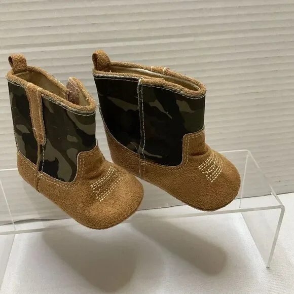 Raising Star Baby Camo Cowboy‎ Boots Hook & Loop Closure 6-9M