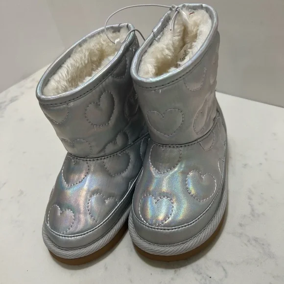 Old Navy Silver Iridescent Heart Boots