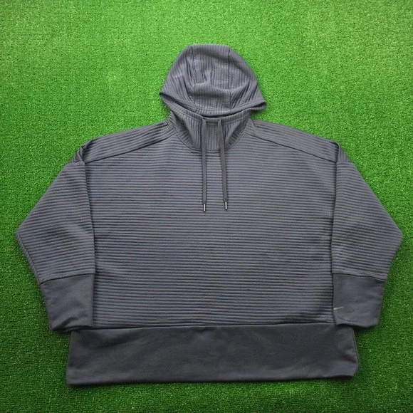 Nike Dri Fit Hoodie Sweatshirt‎ Womens 2XL Navy Blue Pullover Ribbed Training