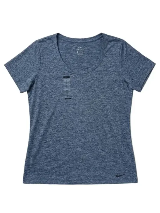 Nike Dri Fit Blue Scoop Neck T Shirt Women Training Top Athletic XL