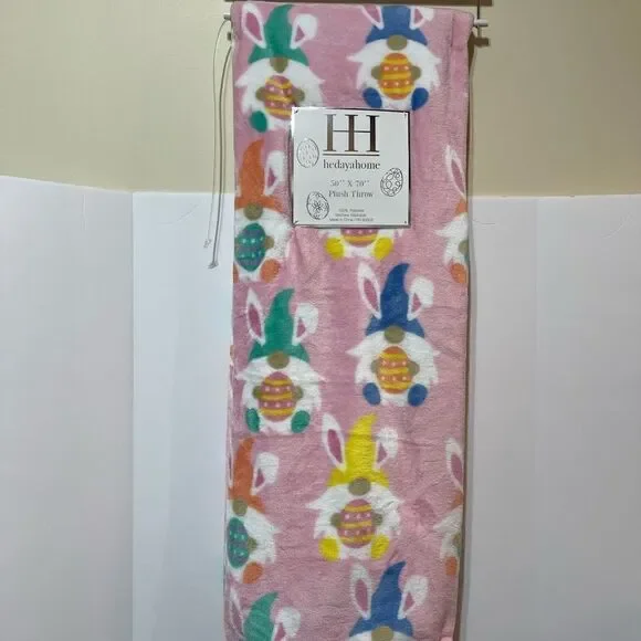 Heyaday Home Gnome Easter Plush Throw NWT