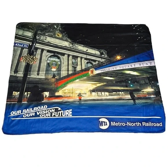 MTA Metro-North‎ Railroad Blanket Blue Grand Central Terminal Print 50x60