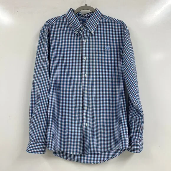 Coastal Provisions‎ Company Blue Gingham Button Down Shirt Men’s Classic Preppy