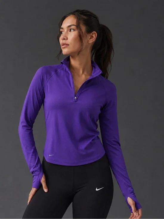 NIKE Therma-FIT Purple 1/4 Zip Pullover Fleece-Lined Running Top Size M