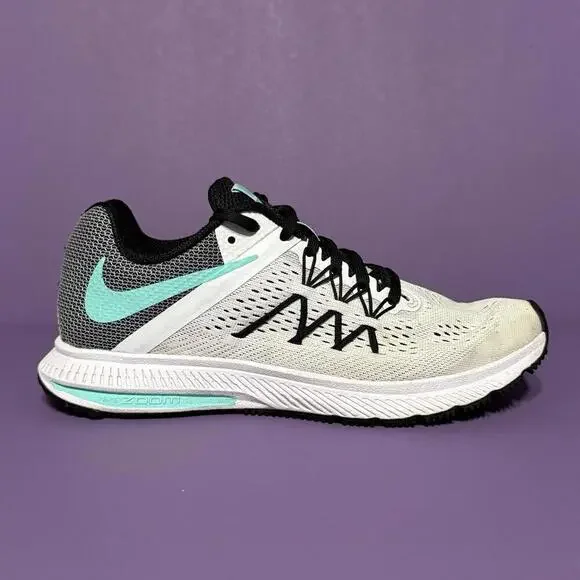 Nike Zoom Winflo 3 Turq White Running Shoes Sneakers 831562 101 Women Size 7.5