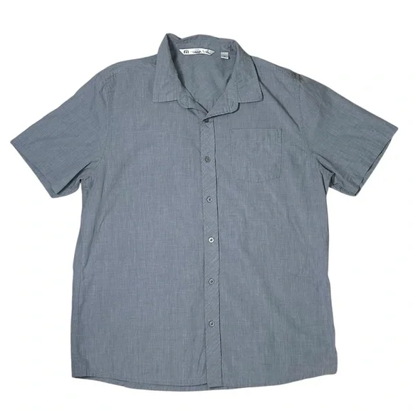 Travis Mathew Men’s XL Cotton Blend Gray Short Sleeve Button Shirt