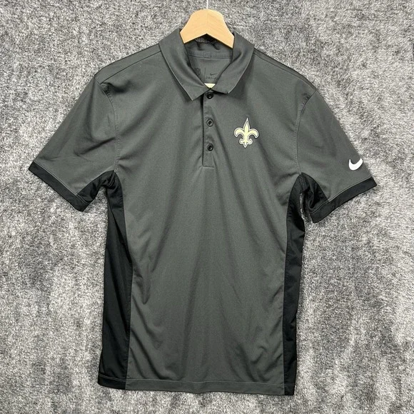New Orleans Saints Nike Dri-Fit NFL Polo Shirt Men's Small Black Gray Activewear