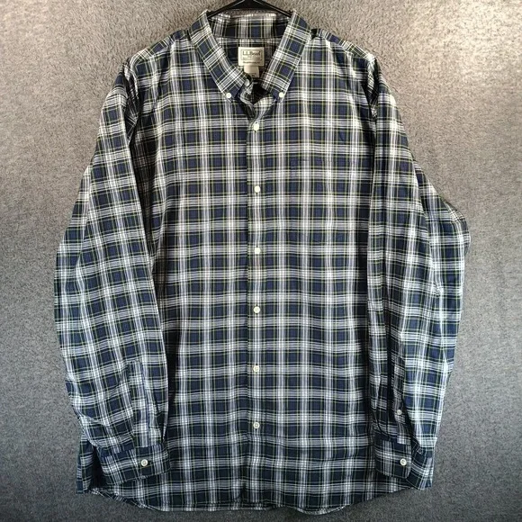 LL Bean Wrinkle-Free‎ Kennebunk Sport Shirt Mens XL Traditional Fit Checkered