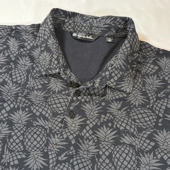 Travis‎ Mathew Polo Shirt Mens 2XL Pineapple AOP Golf Pima Off The Cape Preppy