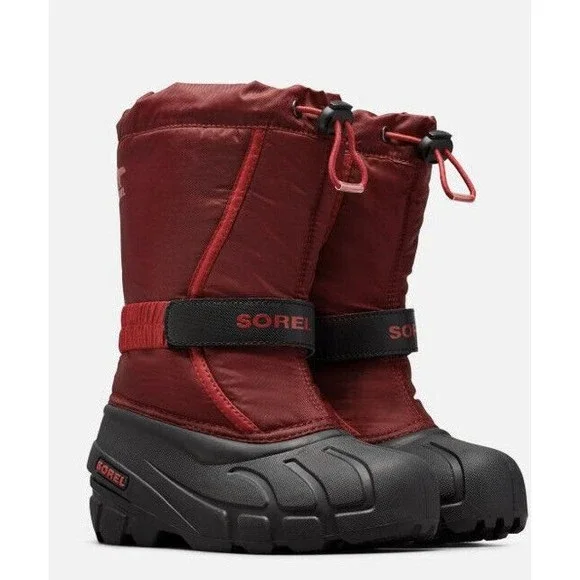 New Sorel Flurry Red Snow Boots Youth 5 Eu 37 Women 6.5 Insulated