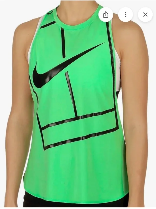 Nike Court Baseline Tennis NWOT Tank Neon Green Black Razorback Athletic Size XS