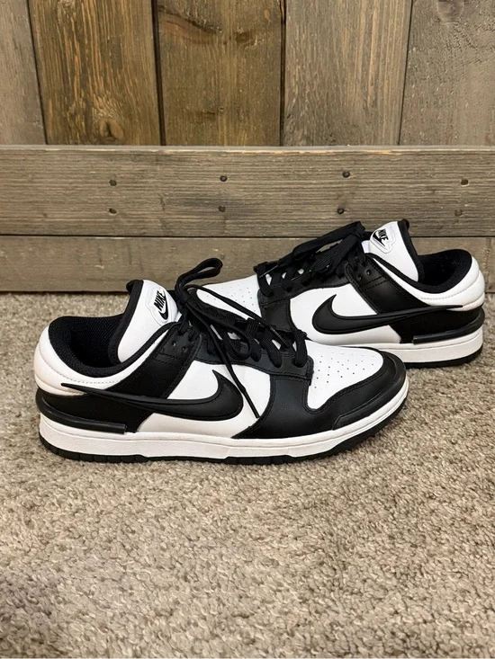 Nike Dunk Low Twist Panda Black White Leather Sneakers Size 9 DZ2794-001