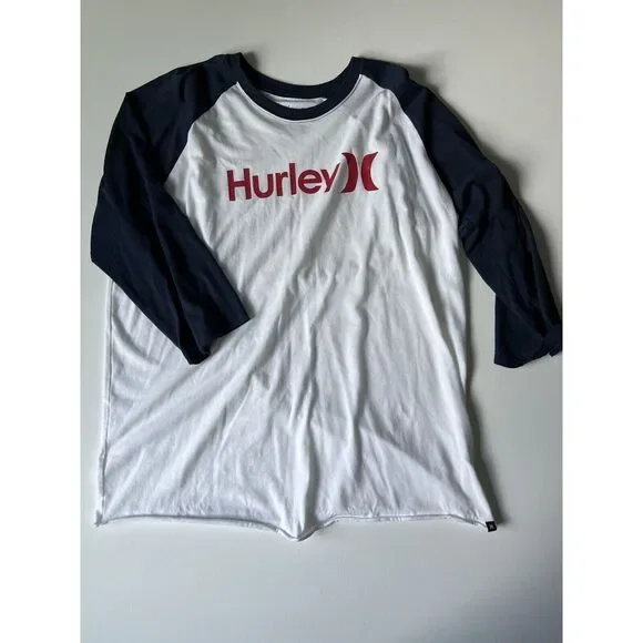 Hurley Nike Dri Fit 3/4 Sleeve T-Shirt XXL 2XL‎ Red,white And Navy