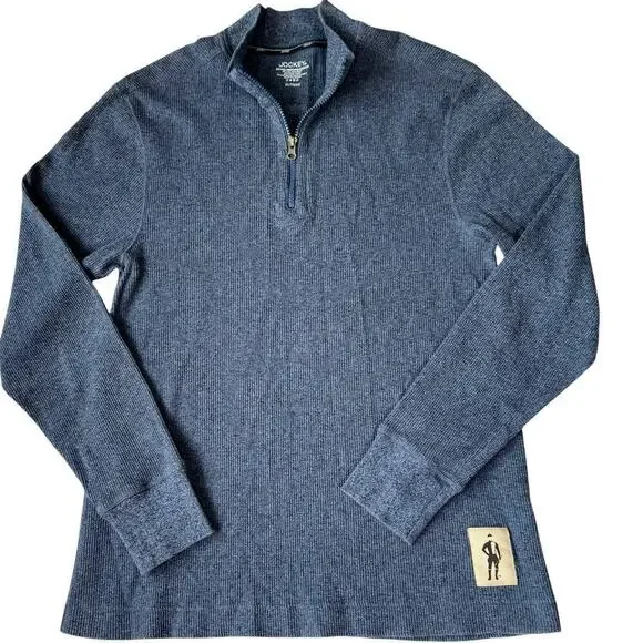 JOCKEY Long Sleeves 1/4 Zip Pullover Thermal Knit Sweatshirt Size XL Slate Blue