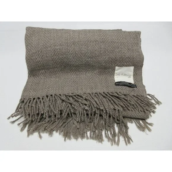 The‎ Purists German luxury superfine pure lambswool woven fringed throw blanket