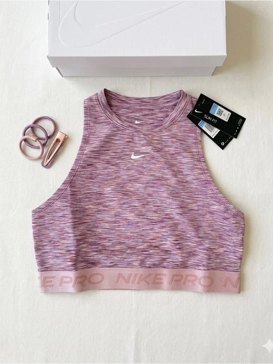 Nike Pro Spacedye Tank Top Sports Bra NWT Women’s Medium Pink Glaze