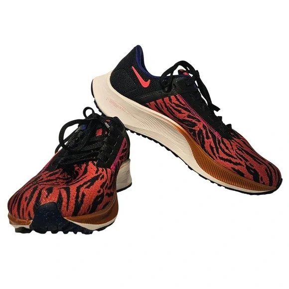 Nike Air Zoom Pegasus 38 8.5 Red Black Tiger Stripe DQ7650-800 Running Shoes