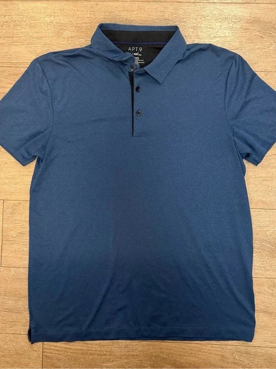 Apt. 9 Men’s Dark Blue Performance Polo gold shirt size medium