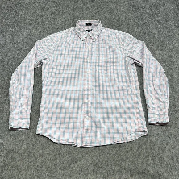 J Crew Shirt Mens M Pink Blue Plaid Flex Washed Slim Button Down Casual Preppy