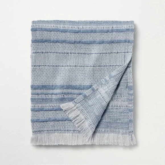 Hearth & Hand Magnolia Vintage Blue Textured Stripe Dobby Throw Blanket