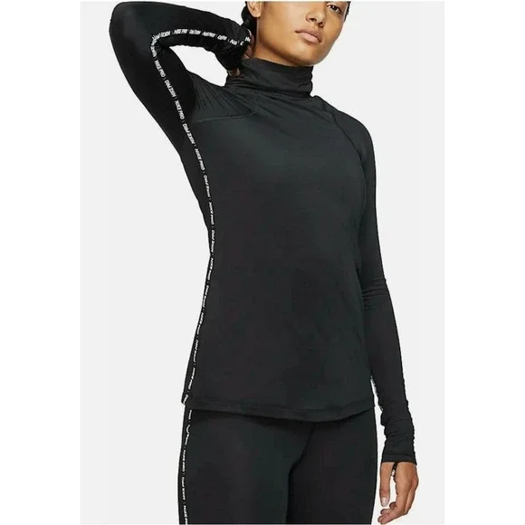 Nike Pro Warm Womens Long-Sleeve Metallic Training Top Base Layer Black M BV5324