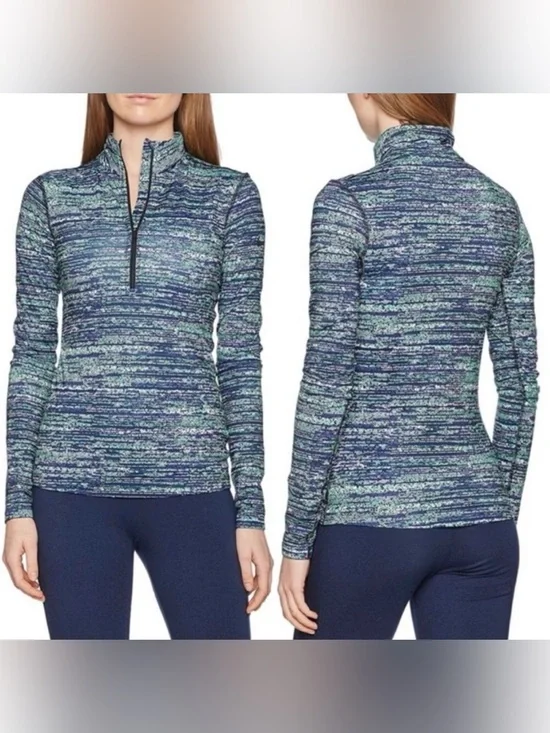 Nike Pro Dri Fit Blue Half Zip Pullover Long Sleeve Fleece Lined Running Top XL