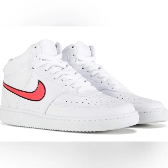Nike Court Vision Mid White/Flash Crimson CD5436 102 Women's Size 11.5/ Men's 10