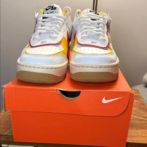 Nike Air Force 1 Sneakers - White, Yellow, Red