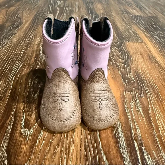 Old‎ West Baby Girl Size 1 Pink & Brown Boots Crib Shoes Cowgirl Western Cowboy