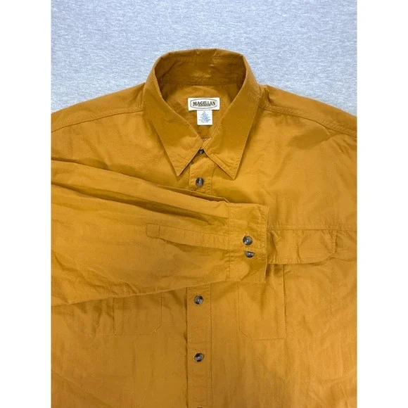 Magellan‎ Sportswear Mens XL Fishing Shirt Long Sleeve Nylon Mesh Back Mustard