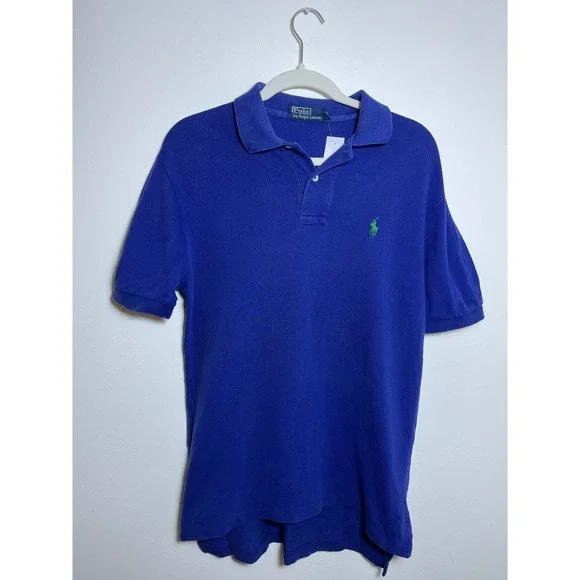 Polo Ralph Lauren Mens Royal Blue Cotton Pique Short Sleeve Polo Shirt Green