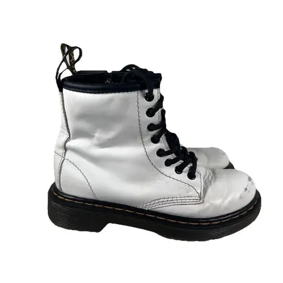 Dr. Doc Martens 1460J Lace Up White Combat Boots Youth Size 12