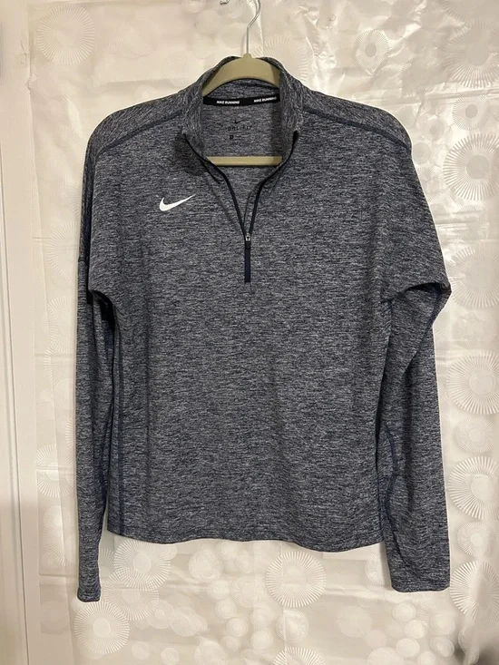 Nike Running Dri-FIT Quarter Zip Pullover Blue Heather Space Dye Womens Medium