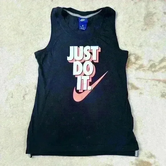 NIKE Black Lightweight Racerback Just Do It 90s Pink Orange Neon Tank Women XS