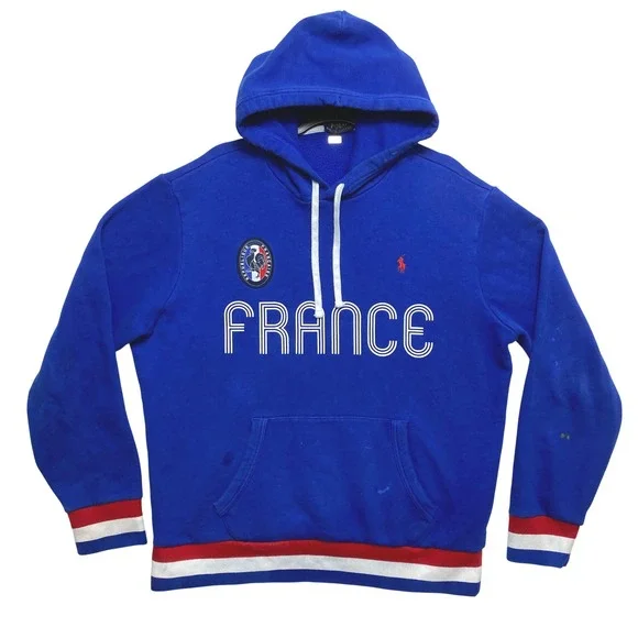 Polo Ralph Lauren Hoodie Mens Large Royal Blue France Pullover Soccer