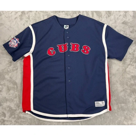 Vintage Chicago Cubs Baseball Jersey Shirt Mens 2XL Blue Red MLB‎ Dynasty 90s