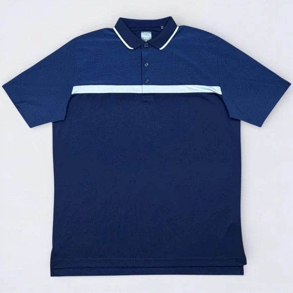 Callaway Polo Shirt Men's Large Blue Opti Dry Performance Stretch Golf Preppy