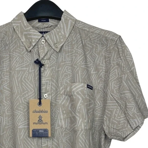 NEW Chubbies The No Such Thing Resort Weave Friday Shirt Mens S Khaki Aloha